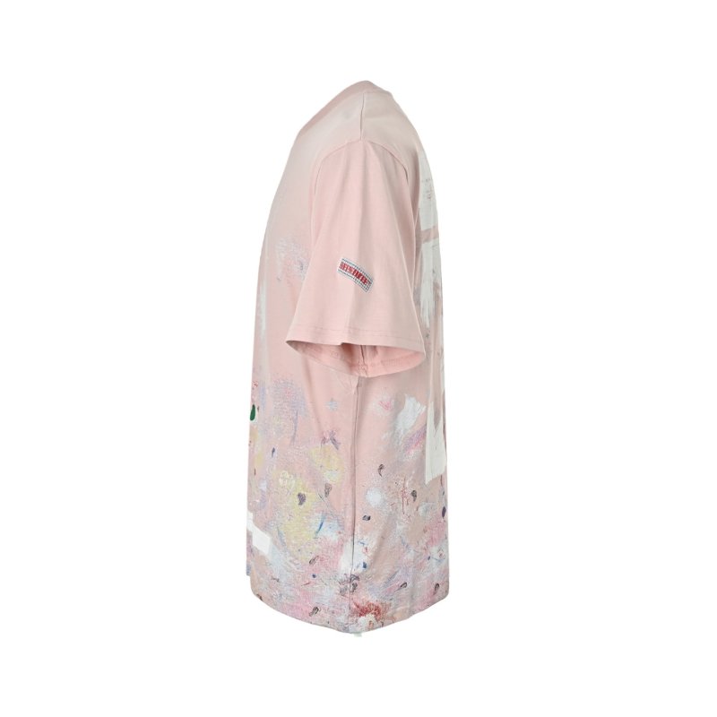 Pink Oversized Graphic Print T-Shirt with Floral Design view