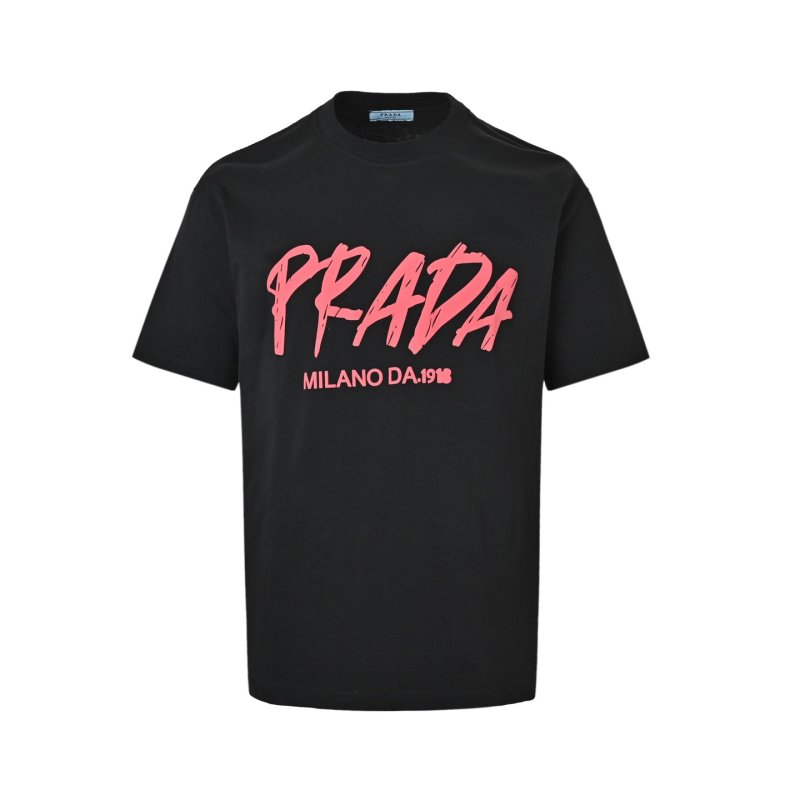 Prada Milano Black T-Shirt Red Logo view