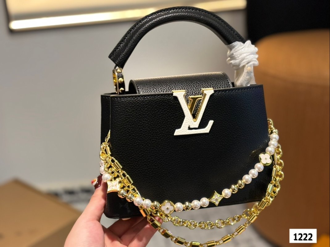 Louis Vuitton Capucines Black Leather Chain Handbag view