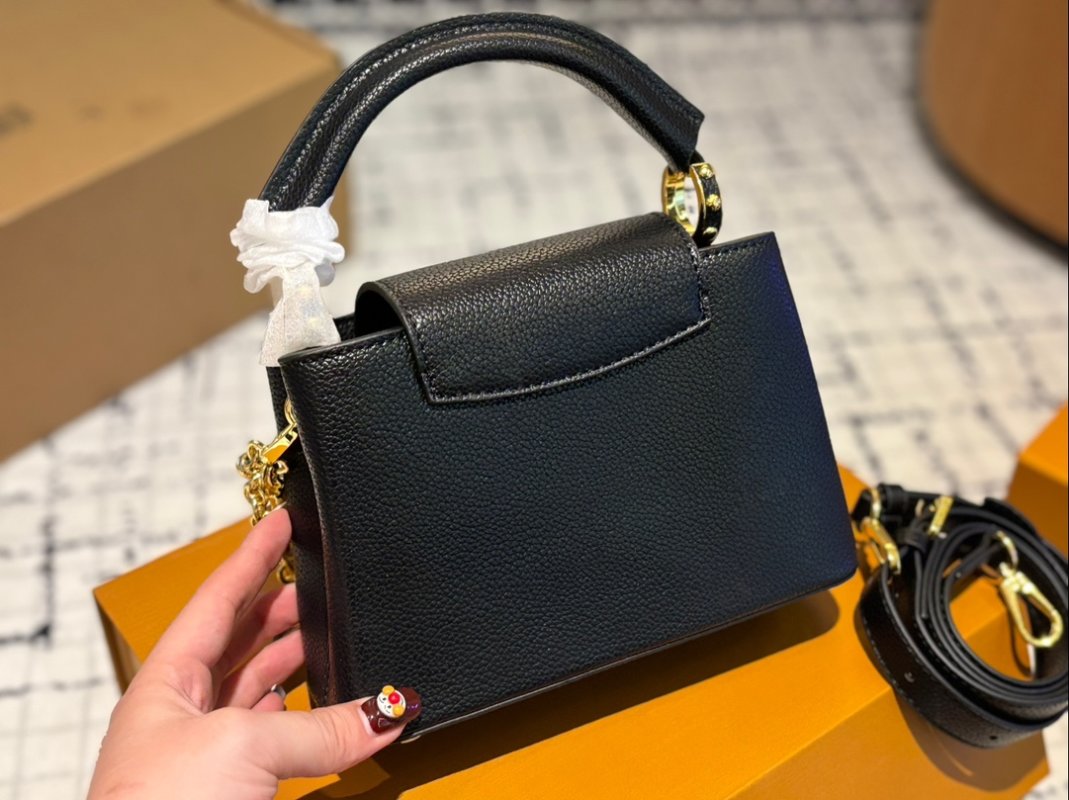 Louis Vuitton Capucines Black Leather Chain Handbag view
