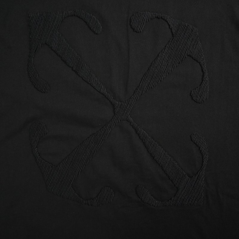 Black Oversized T-Shirt with Textured Arrow Back Print view