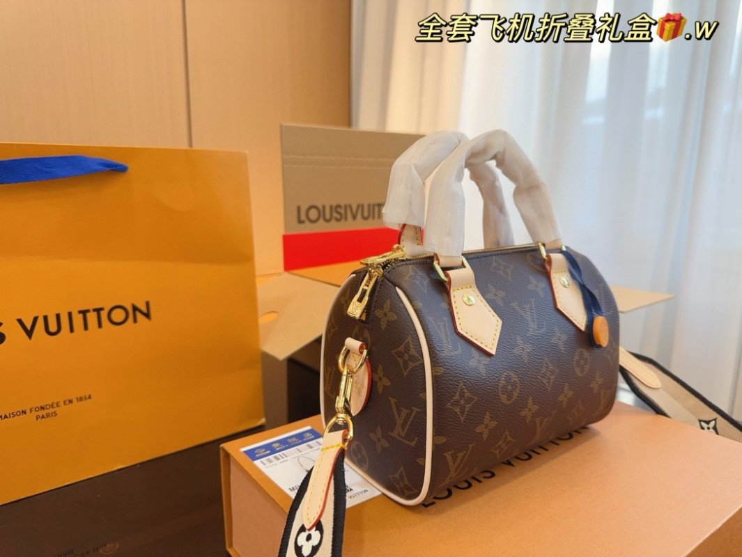 Louis Vuitton Speedy 20 Monogram Canvas Handbag with Leather Trim view