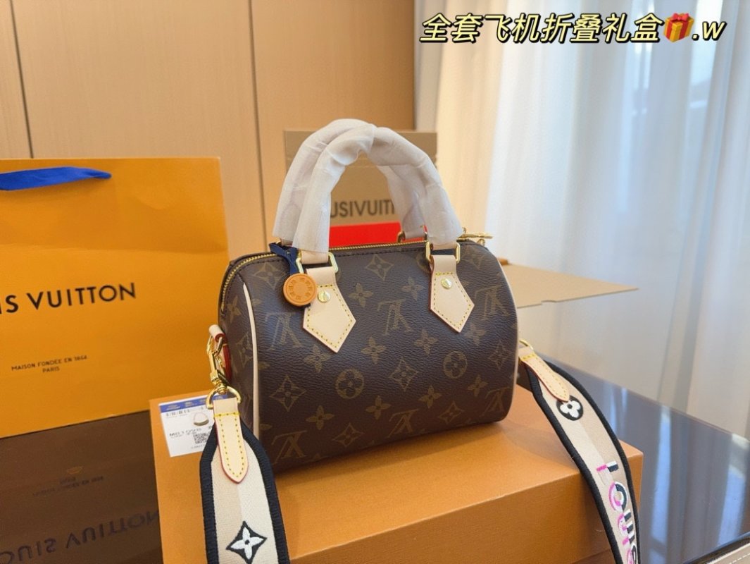 Louis Vuitton Speedy 20 Monogram Canvas Handbag with Leather Trim view