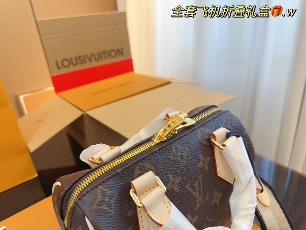Louis Vuitton Speedy 20 Monogram Canvas Handbag with Leather Trim view