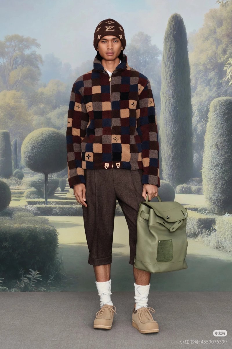 Colorblock Patchwork Fleece Jacket - Navy/Burgundy/Tan view