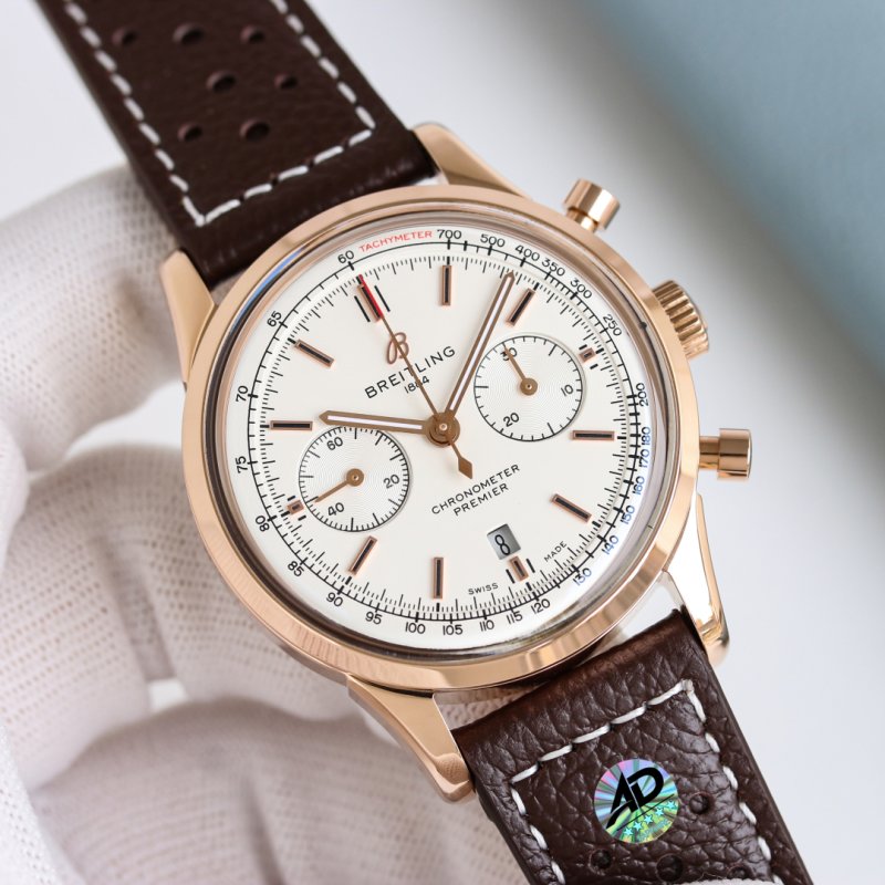 Breitling Navitimer Chronograph 42mm White Dial Rose Gold