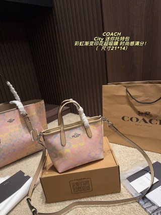 Coach City Mini Tote Rainbow Gradient Print Bag