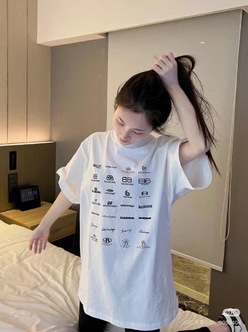 Balenciaga Multi-Logo Print White T-Shirt view