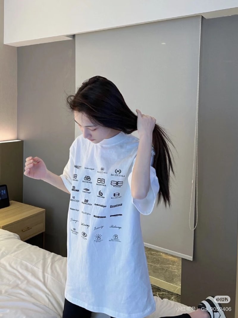 Balenciaga Multi-Logo Print White T-Shirt view