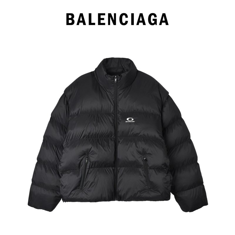 Balenciaga Embroidered Logo Puffer Down Jacket Black