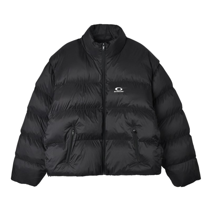 Balenciaga Embroidered Logo Puffer Down Jacket Black view
