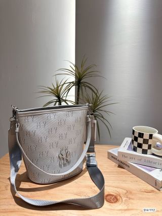 MLB Cream Monogram Bucket Shoulder Bag