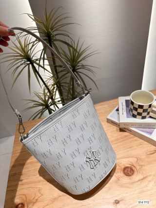 MLB Cream Monogram Bucket Shoulder Bag view 5