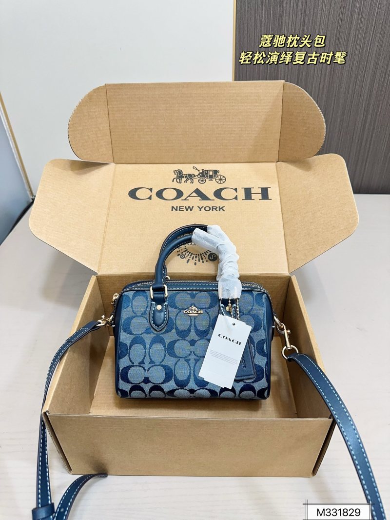 Coach Mini Pillow Bag Navy Signature Jacquard