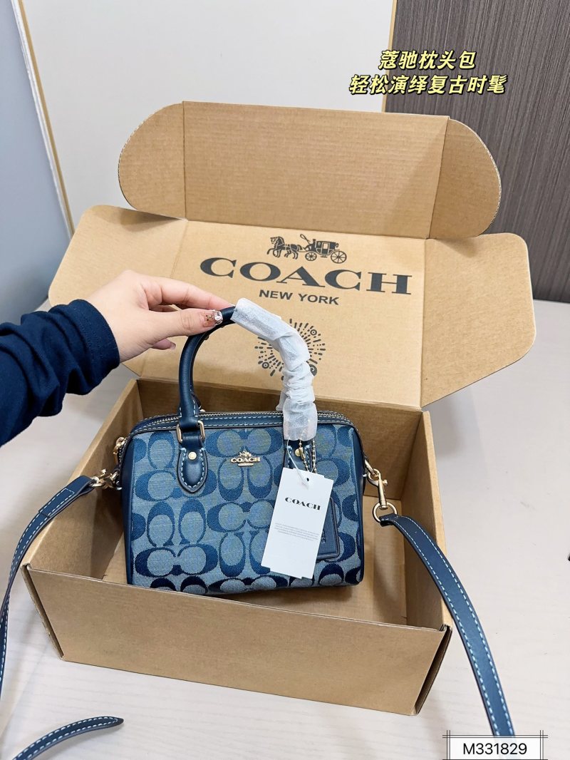 Coach Mini Pillow Bag Navy Signature Jacquard view