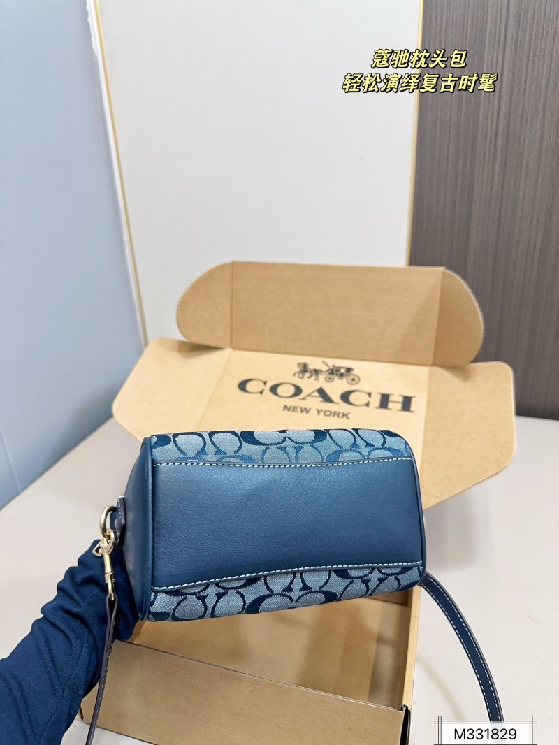 Coach Mini Pillow Bag Navy Signature Jacquard view