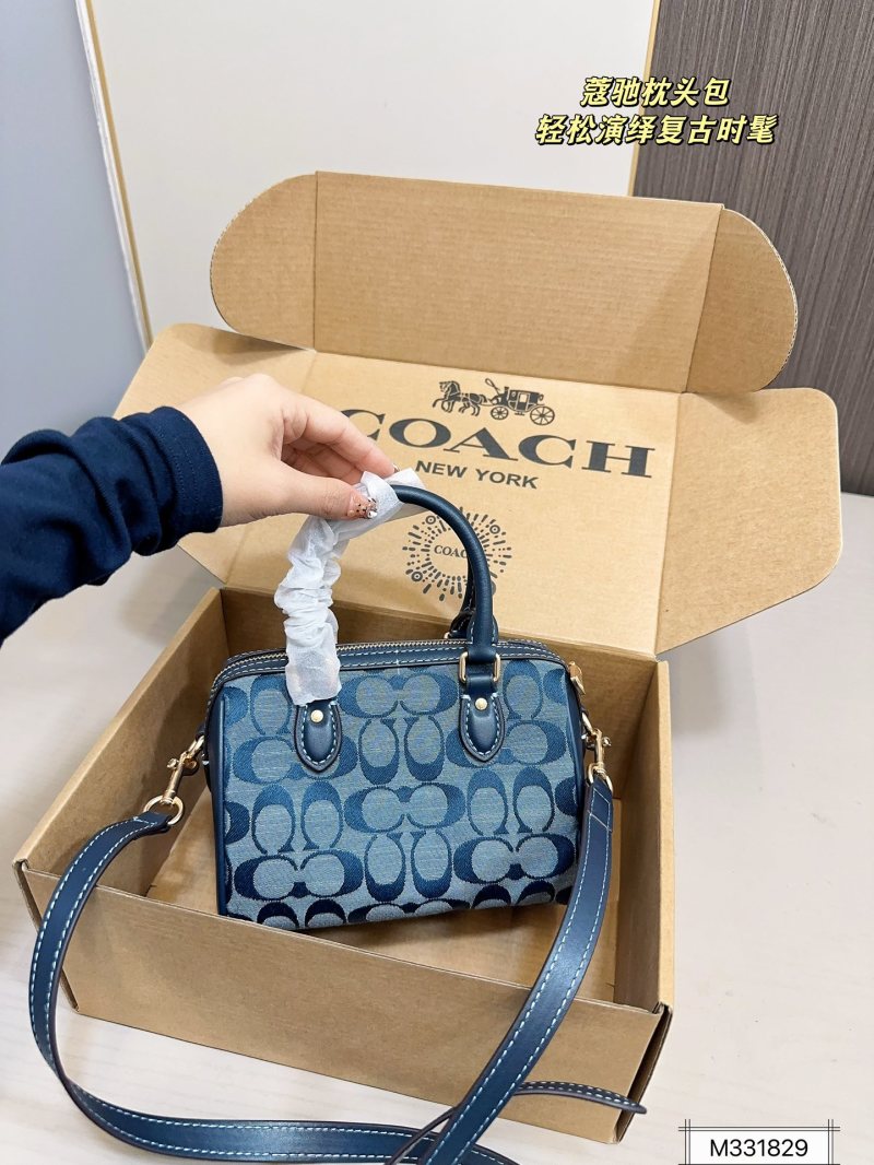 Coach Mini Pillow Bag Navy Signature Jacquard view