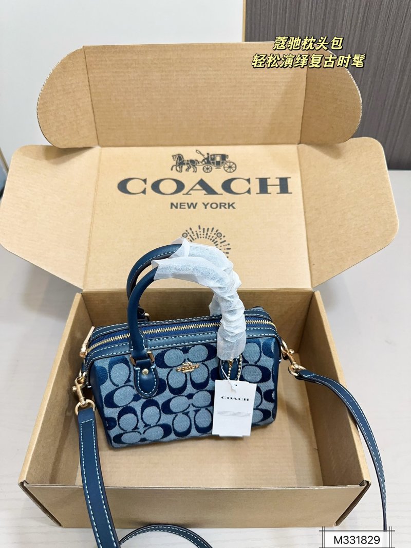 Coach Mini Pillow Bag Navy Signature Jacquard view