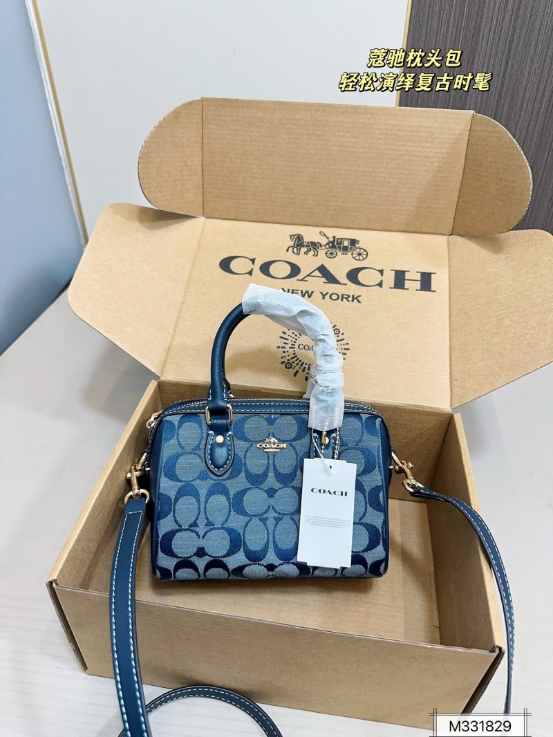 Coach Mini Pillow Bag Navy Signature Jacquard view