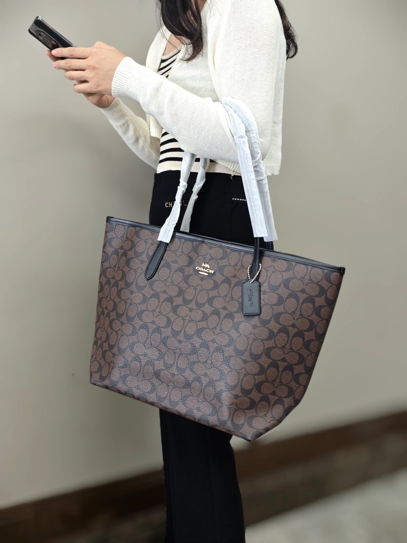 Coach City Tote Bag Brown Monogram