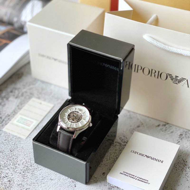 Emporio Armani AR1946 Silver Skeleton Automatic Watch