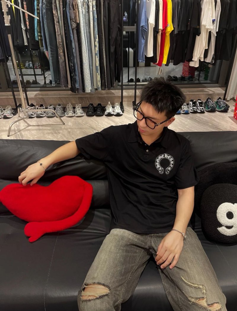 Chrome Hearts Black Horseshoe Logo Polo Shirt view