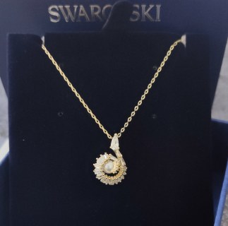 Swarovski Gold Snake Pendant Necklace with Pearl view 2