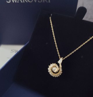 Swarovski Gold Snake Pendant Necklace with Pearl view 3