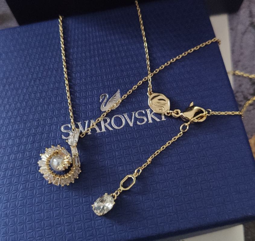 Swarovski Gold Snake Pendant Necklace with Pearl view