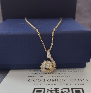 Swarovski Gold Snake Pendant Necklace with Pearl view 8