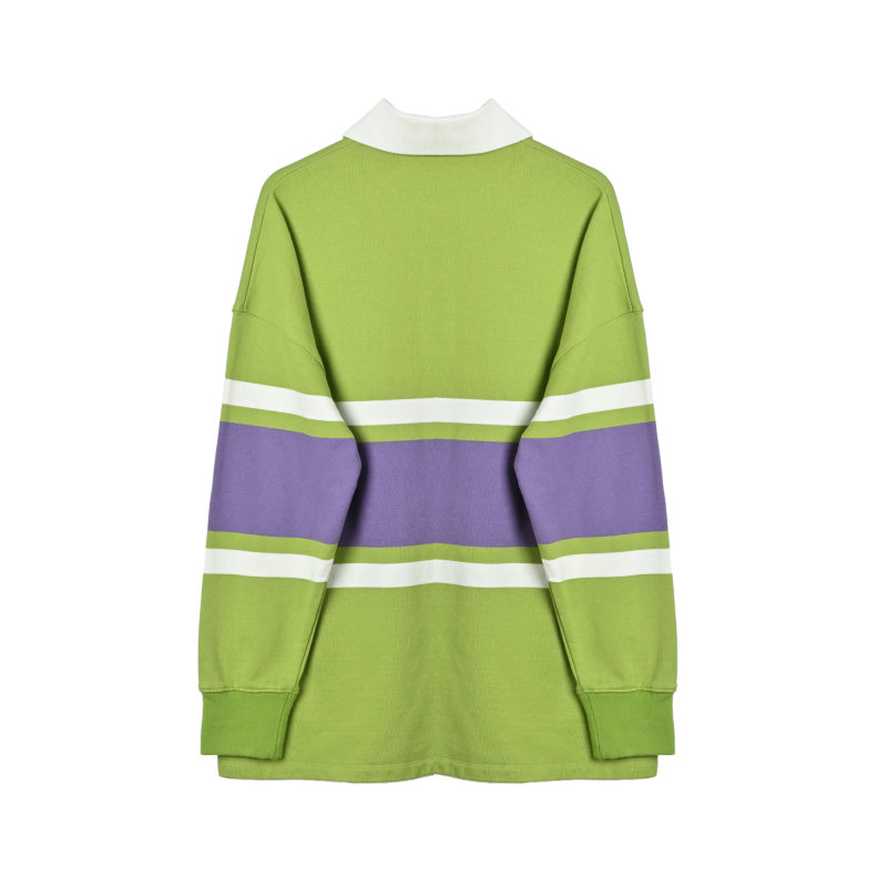 Neon Lime & Purple Colour-Block Polo Shirt view