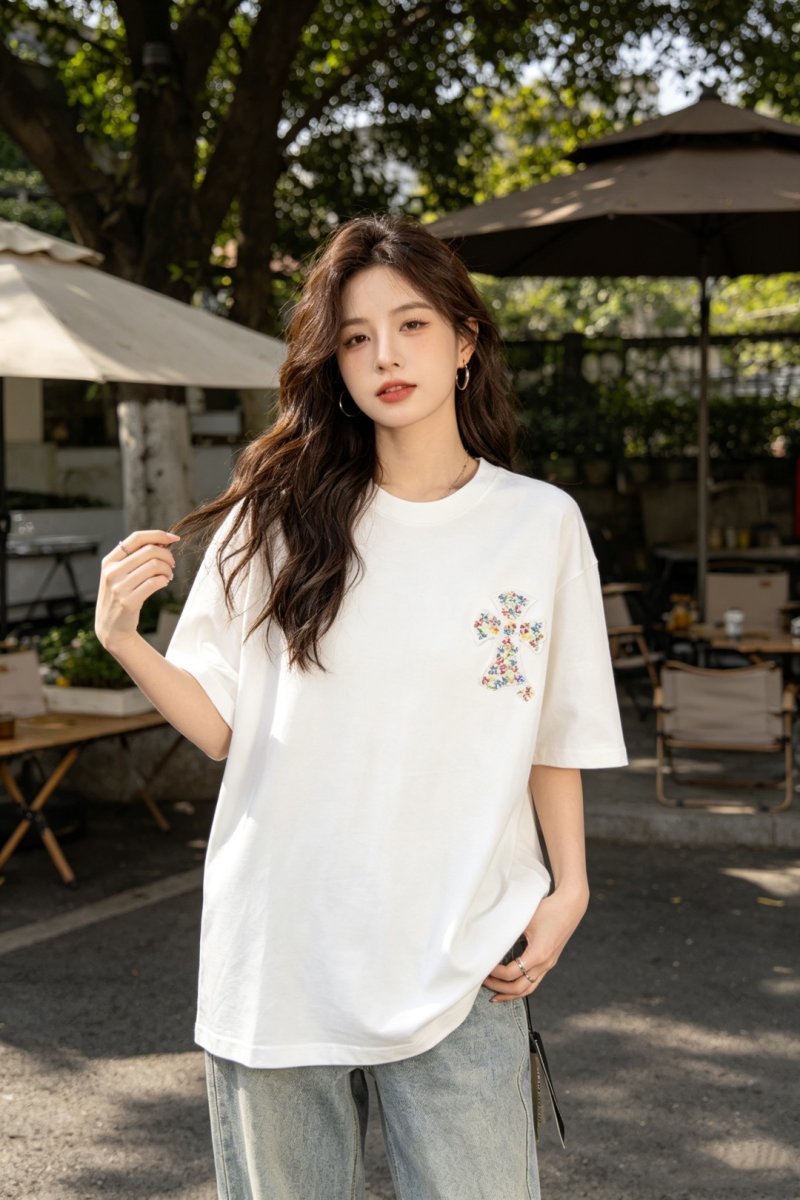 Chrome Hearts Floral Cross White T-Shirt