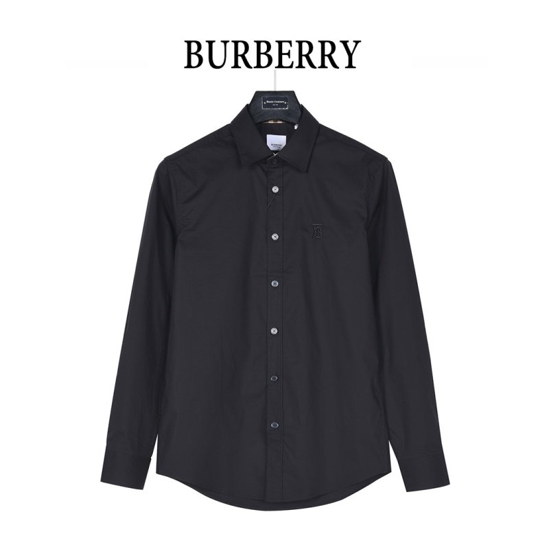 Burberry Black Button-Up Shirt with Check Cuff Detail view