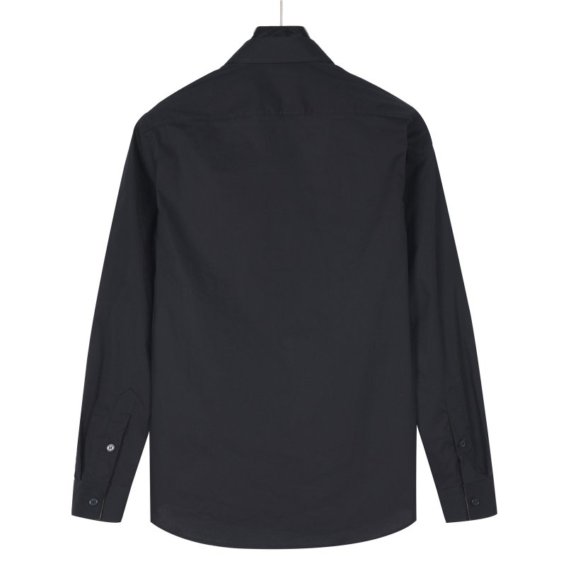 Burberry Black Button-Up Shirt with Check Cuff Detail view