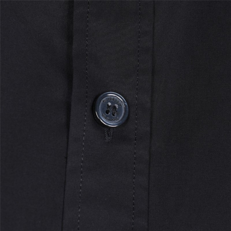 Burberry Black Button-Up Shirt with Check Cuff Detail view