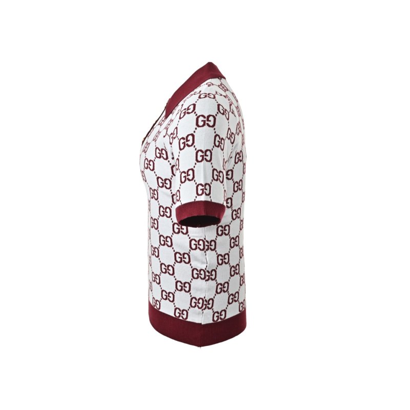 Gucci GG Monogram Polo T-Shirt Burgundy White view