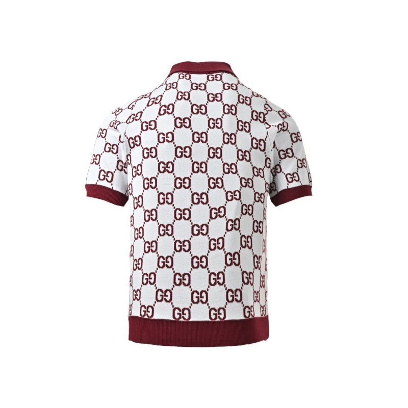 Gucci GG Monogram Polo T-Shirt Burgundy White view