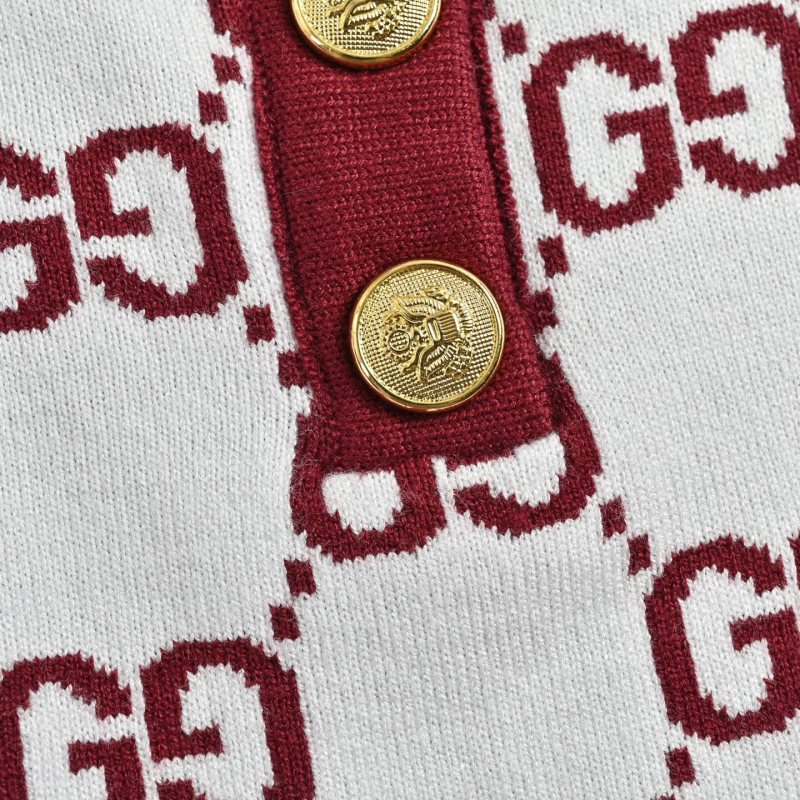 Gucci GG Monogram Polo T-Shirt Burgundy White view