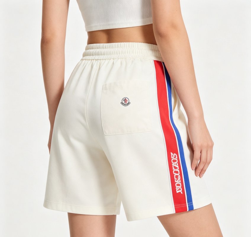 Moncler Cream Side Stripe Shorts