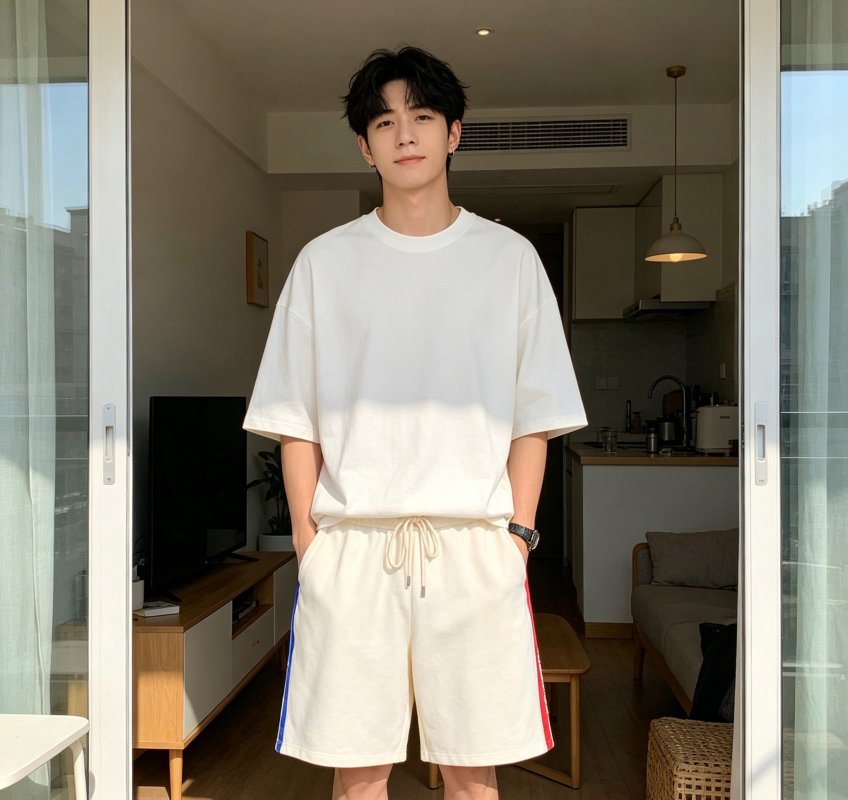 Moncler Cream Side Stripe Shorts view