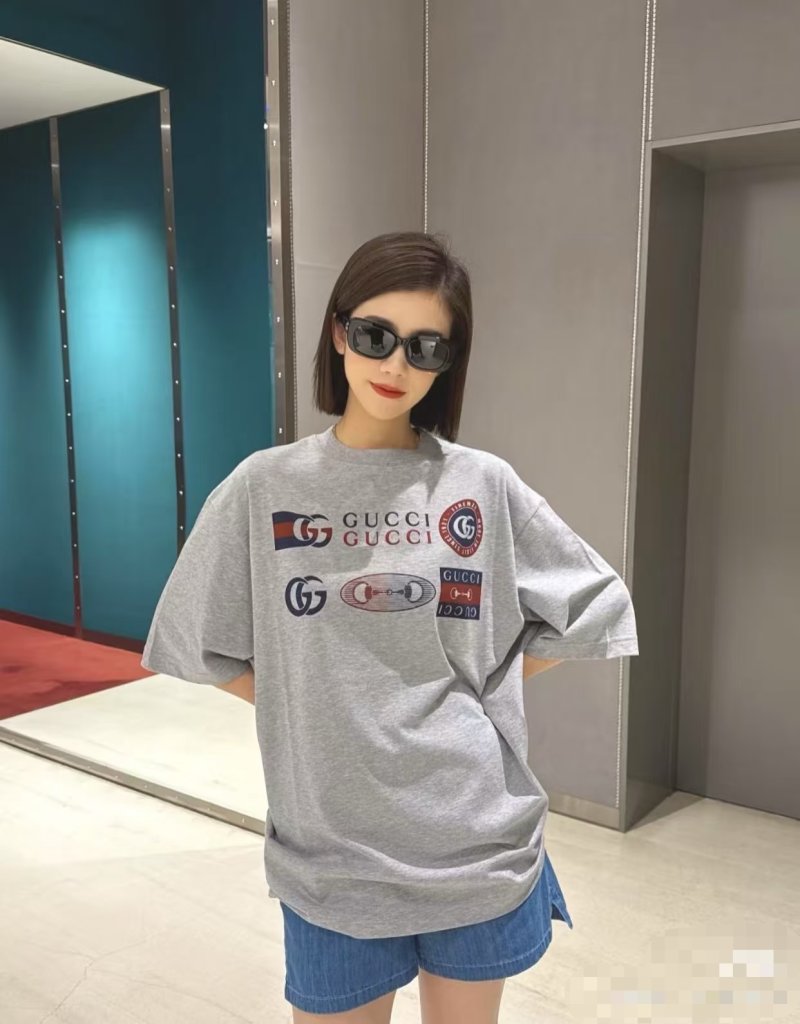 Gucci GG Logo Print Grey T-Shirt