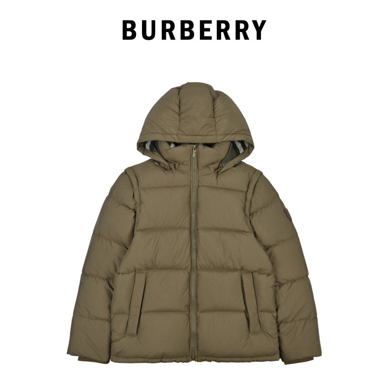 Beige Puffer Down Jacket with Hood view