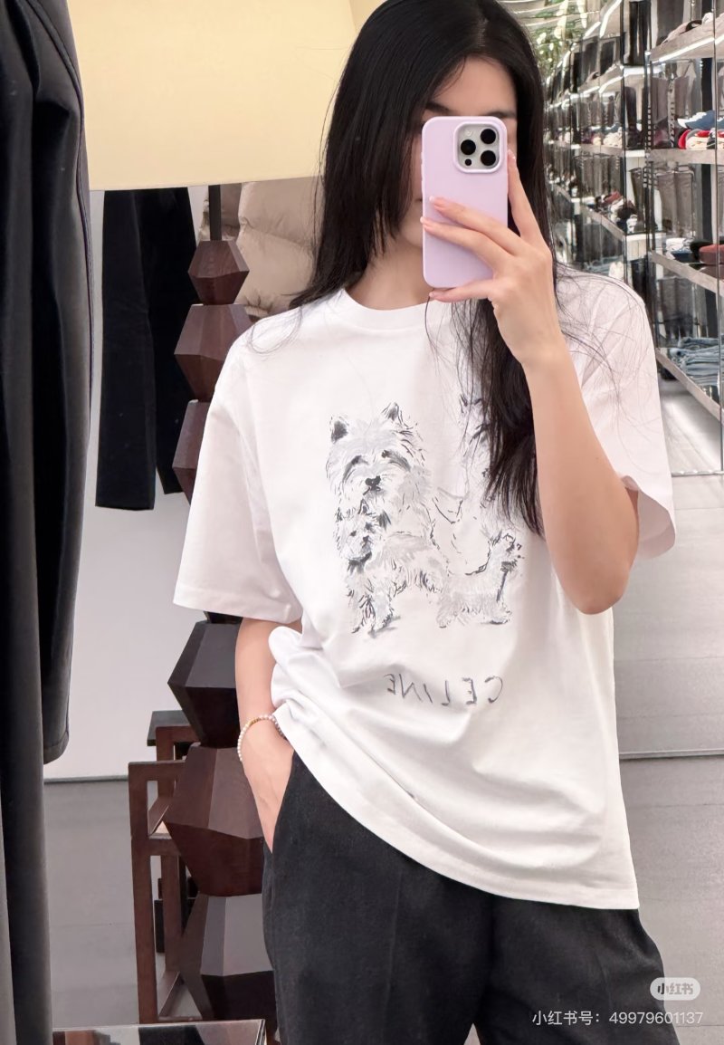Celine Westie Dog Graphic White T-Shirt