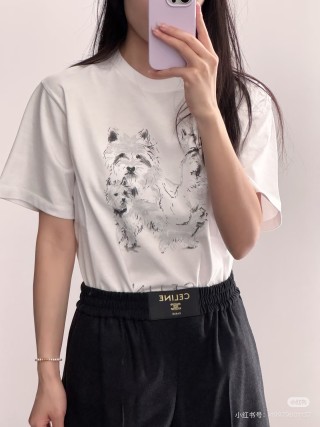 Celine Westie Dog Graphic White T-Shirt view 2