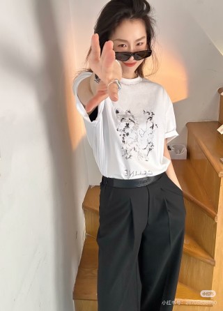 Celine Westie Dog Graphic White T-Shirt view 5
