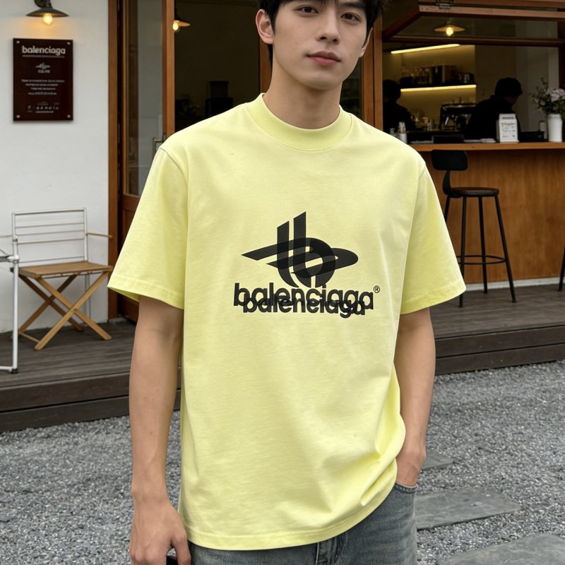 Balenciaga Logo Print T-Shirt Lime Yellow view