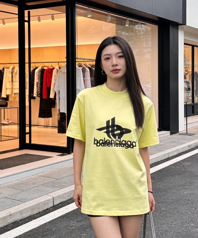 Balenciaga Logo Print T-Shirt Lime Yellow view