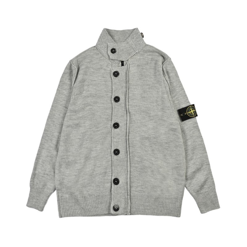 Stone Island Grey Ribbed Wool Cardigan Jacket view