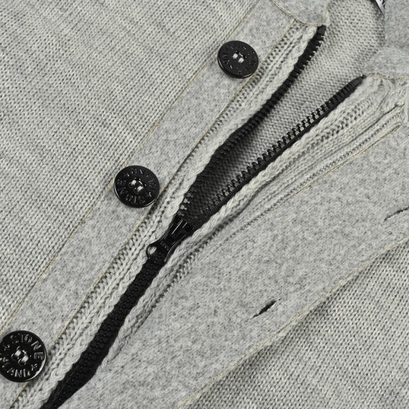 Stone Island Grey Ribbed Wool Cardigan Jacket view