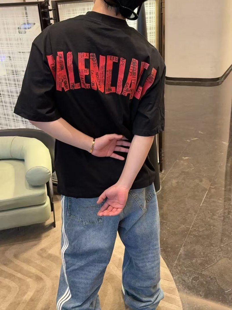 Balenciaga Red Logo Black T-Shirt view